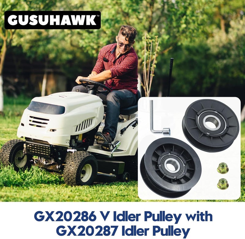 GUSUHAWK GX20286 Idler Pulley with GX20287 Idler Pulleys Replace GX20286, AUC20392, AUC20393, GX20287 Idler Pulley for L111 L120 L130 LA110 LA125 LA130 LA145 D140 D155 D170 Lawn Tractors - Image 2